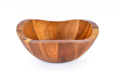 wood bowl on white background