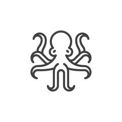 Octopus, mollusk line icon, outline vector sign, linear style pictogram isolated on white. Symbol, logo illustration. Editable stroke. Pixel perfect