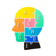 Head info puzzle sign, template design element, Vector illustration