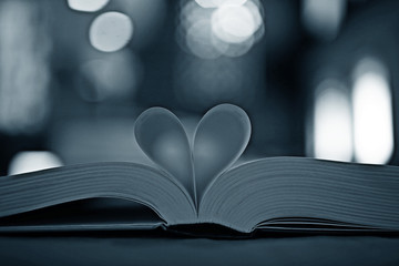 heart from pages of the book concept love tea coffee