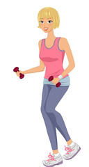 Girl Dumbbells Jogging