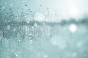 Winter background blurred snow field landscape