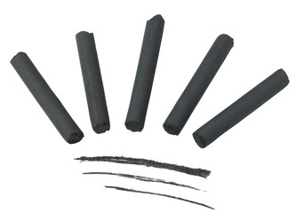 Artist's black charcoal for drawing isolated on white background
