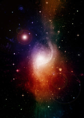 Stars, dust and gas nebula in a far galaxy