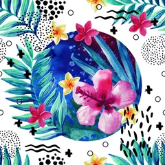 Foto op Plexiglas Abstract tropical summer seamless pattern in minimal style. © Tanya Syrytsyna