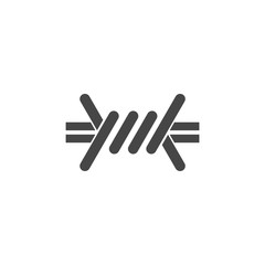 Silhouette barbed wire icon, simple vector illustration