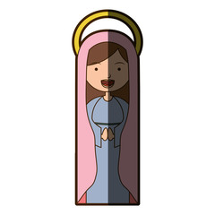 white background of beautiful virgin with pink mantle and aura with half shadow vector illustration