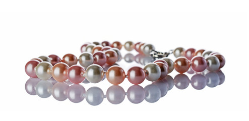 Luxury elegant pearl necklace close-up