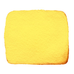 Yellow Abstract watercolor ink spot isolated on white background. Hand drawn color splashing