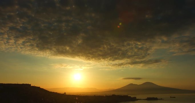 Time lapse of traditional architecture and sunrise in Naples, Italy. 