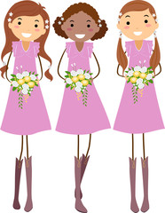 Stickman Girls Bridesmaids Rustic Wedding