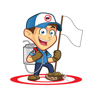 recommend clip art: Exterminator or pest control holding flag