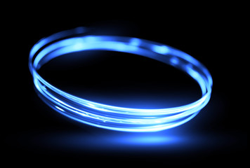 Fototapeta premium Glow effect. Ribbon glint. Abstract rotational border lines. Power energy. LED glare tape. .Luminous shining neon lights cosmic abstract frame. Magic design round whirl. Swirl trail effect.