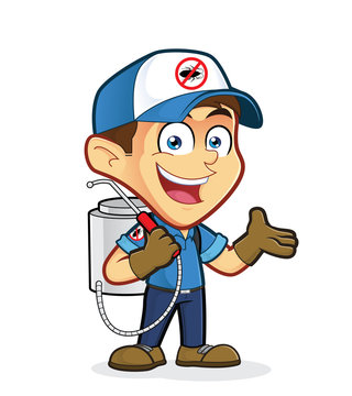 recommend clip art: Exterminator or pest control in welcoming gesture