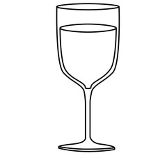 monochrome silhouette of glass cup with champagne vector illustration