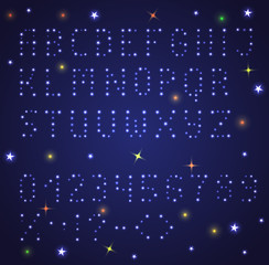 Fototapeta premium Romantic font from stars. Collection of characters, numbers and symbols