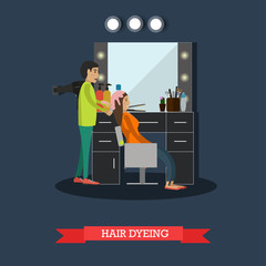 Hair dyeing concept vector illustration in flat style