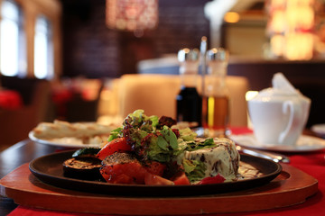 decoration of the table in the Italian restaurant