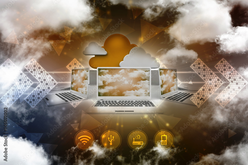 Poster 3d rendering technology computer network