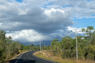 Road with storm in distance