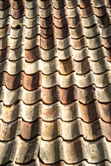 closeup of vintage tile roof