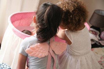 admiring the new baby