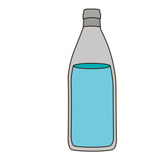 colorful silhouette with bottle of water and delineated vector illustration