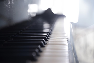 Closeup of piano keys