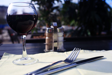serving cutlery knife fork restaurant tablecloth