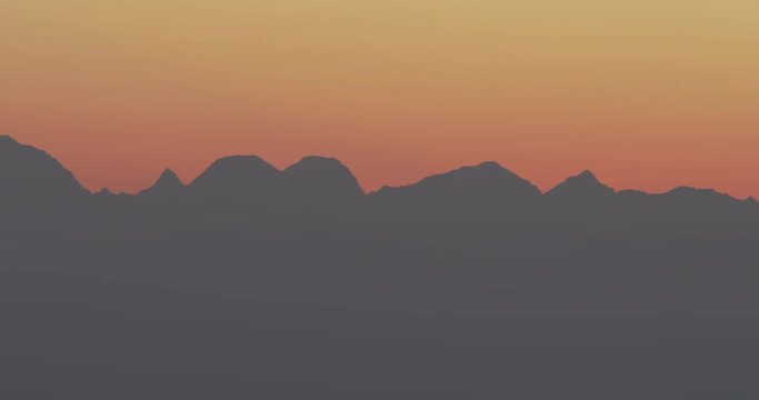 Sunrise view of Gan Chenpo Mountain Range in Nagarkot, Nepal