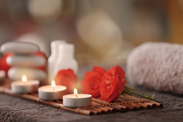 Beautiful spa composition on blurred background