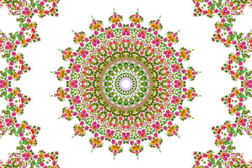 abstract roses bouquet oil paint background, kaleidoscope style