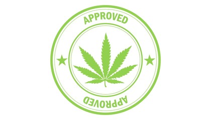 Green stamp of Marijuana leaf