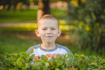 Мальчик в парке стоит и улыбается © 89502687345