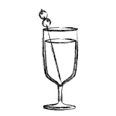 monochrome sketch silhouette of glass cup cocktail vector illustration