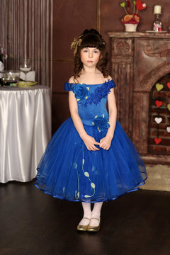 Little Girl In A Blue Princess Dress