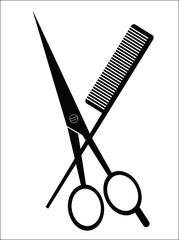 Scissors and comb barber sign, vector illustration