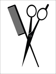 Scissors and comb barber sign, vector illustration