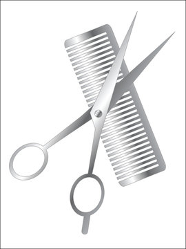 recommend clip art: Scissors and comb barber sign, vector illustration