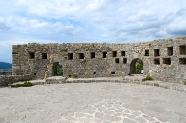 Walls of ancient Citadel in Old Bar, Montenegro