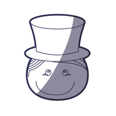 blue color contour caricature front face boy with cap vector illustration