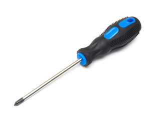 Screwdriver isolated on white background. Flat lay, top view