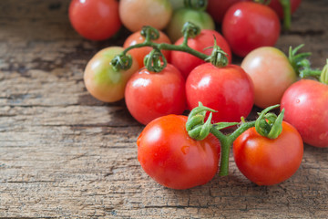 Fresh tomatoes on wood