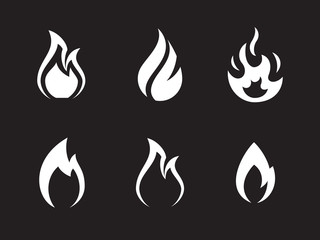 Fire flames icons set