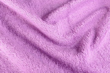 Fototapeta na wymiar Lilac terry cloth texture, closeup