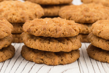 Cookie on old white wooden table.