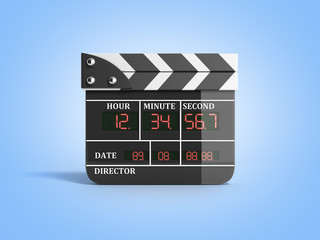 movie clapper board high quality 3d render on blue