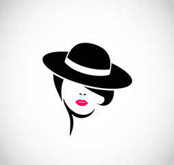 Woman with hat icon logo vector