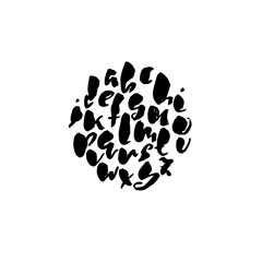 Hand drawn dry brush font. Modern brush lettering. Grunge style alphabet. Vector illustration.