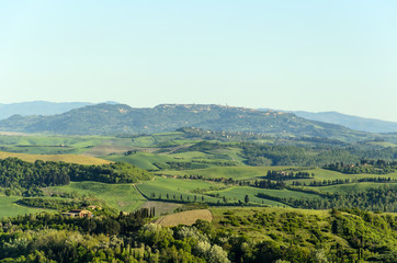 Fototapeta na wymiar Colline toscane viste da Toiano
